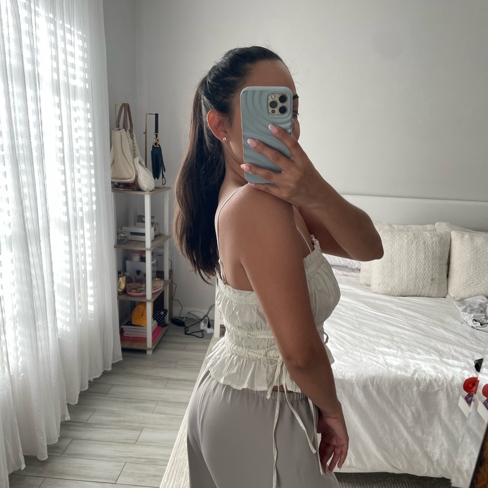 Free People Cream Ruched Camisole - Picture 3 of 5